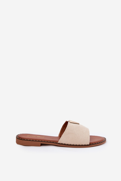 Dámske Sandále Na Plohom Opätku S Ozdobnými Detailmi Béžové Saliena