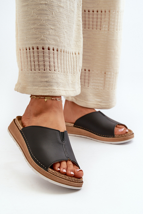 Pohodlné Dámske Papuče Z Ekokože Inblu GS0003I1 Čierne