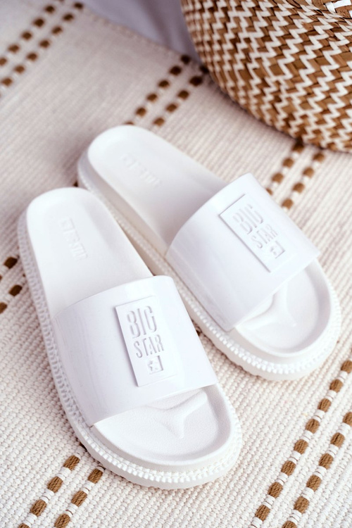 Dámske papuče Big Star na bielej platforme FF274812