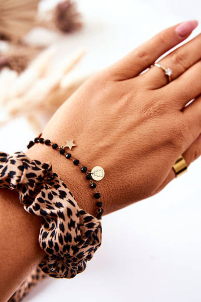 Náramok s príveskami zlatý čierny Vickey