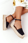 Krajkové Espadrilky Na Pletené Platformě Černé Larisa