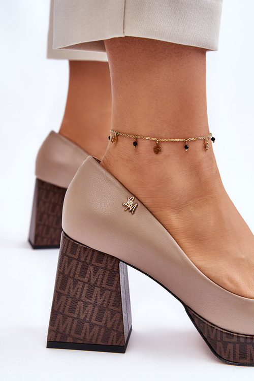 Módne kožené čerpadlá Laura Messi 2599 béžová