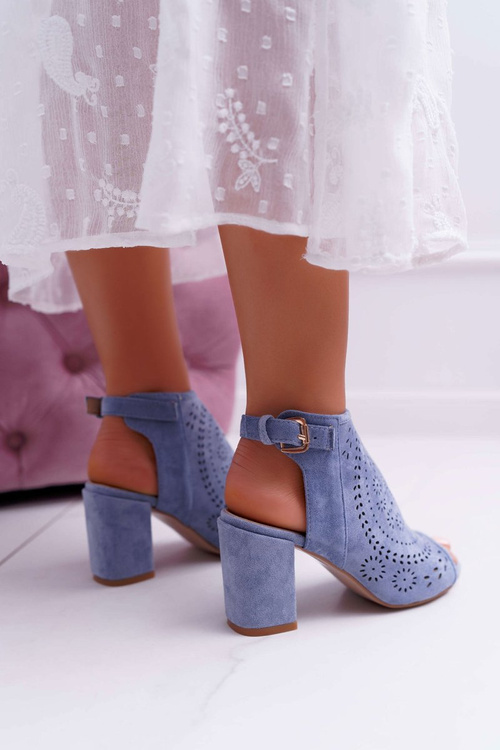 Dámske sandále na post blue florina na špičke Peep