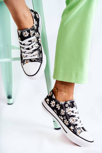 Nízke dámske čierne tenisky Janey Flowers