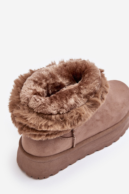 Dámske snehové topánky s kožnými béžovými dažďami