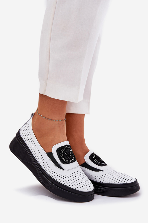 Dámské Kožené Mokasíny Na Platformě A Klínu Bílé Vinceza 79522