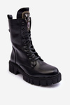 Kožené topánky pracovníci s dekoráciou šperkov čierny marx