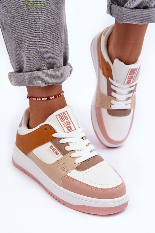 Dámské sportovní boty Sneakersy Big Star MM274355 hnědě-růžové