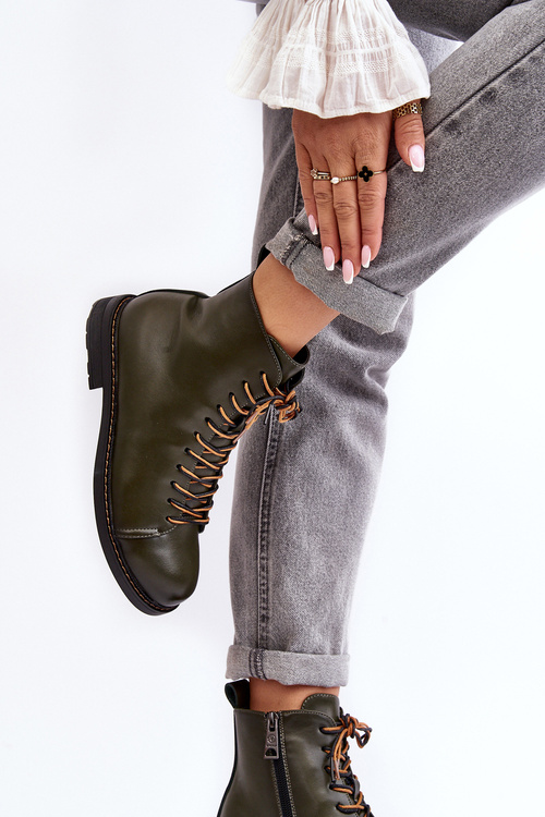 Kožené Dámské Botky Trzewiki Zelené Ethel