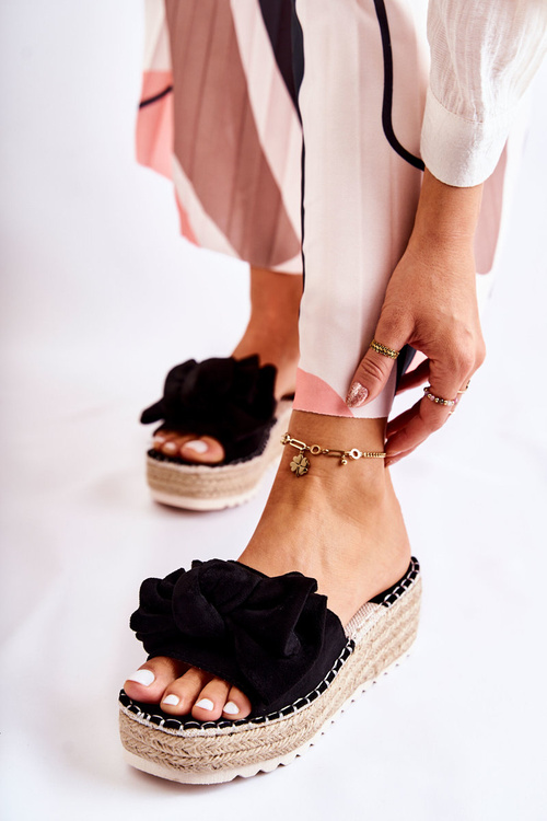 Dámské Pantofle Na Klínku S Mašlí Černá Tayla