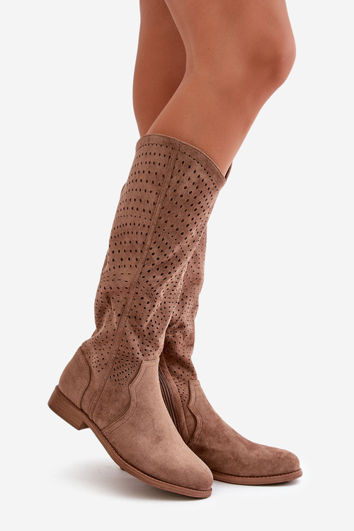 Dírou Boty Na Ploché Podpatky Hnědé S.Barski HY66-150