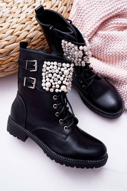 Dámské Kotníkové Boty Military Černé Bemmer