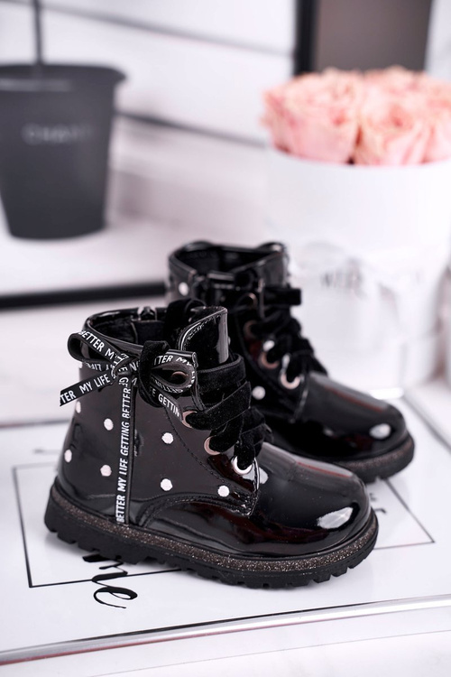 Dětské boty lakované zateplené černé Essie