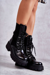 Dámské  Lakované Boty S Ponožkami černé Abigail