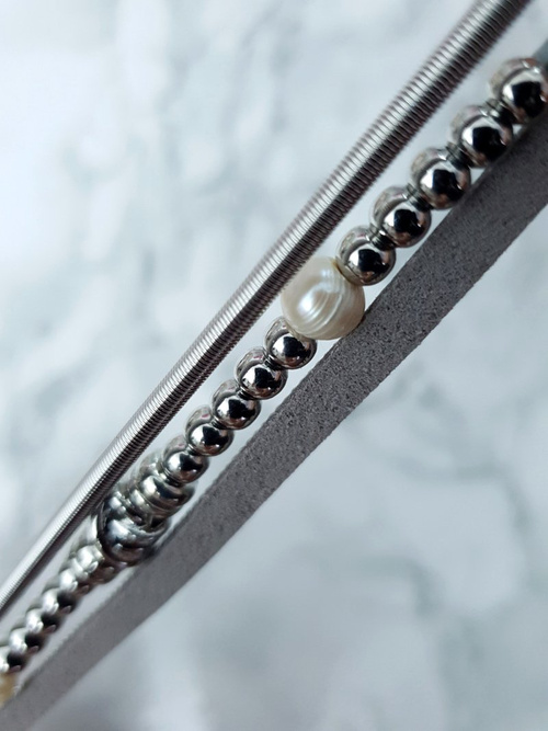 Dámský Náramek s korálky a zirkony stříbrná Bella