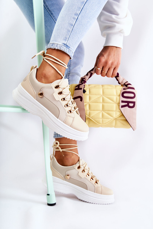 Dámské sportovní kožené boty Béžová Salmira