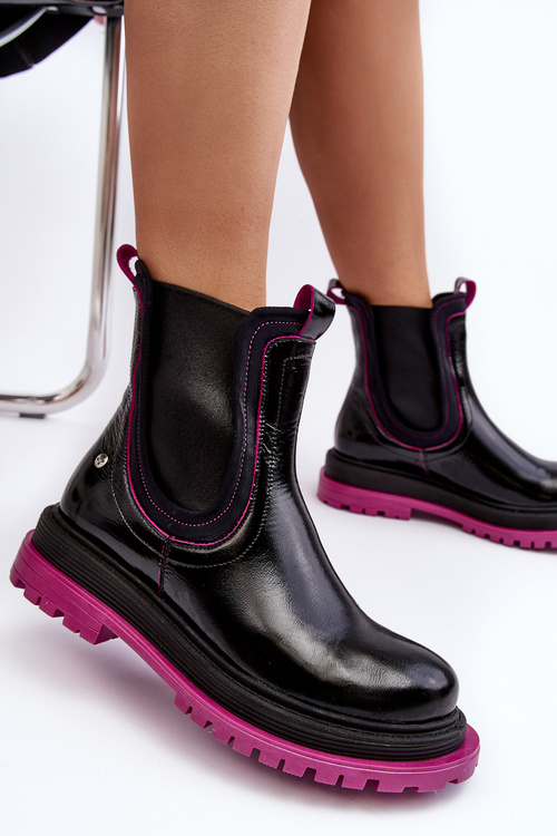 Dámské kožené boty sztyblety Maciejka 06199 černé