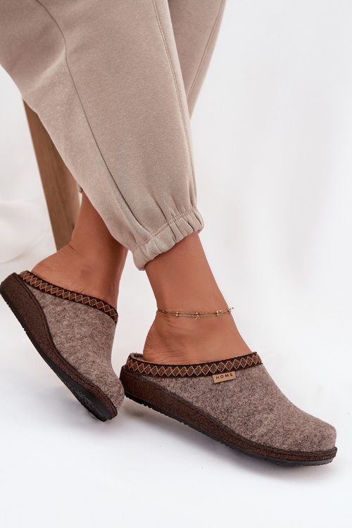 Ženské pantofle s výšivkou Inblu NL000009 tmavě béžové