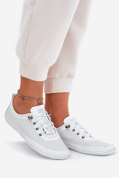 Dámské Kožené Polobotky Z Přírodní Kůže Artiker 54C0831 Bílé