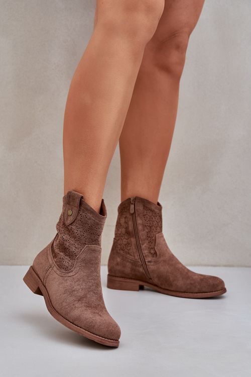 Čižmy S Jemným Vyrezávaným Vzorom Hnedé S.Barski HY51-063