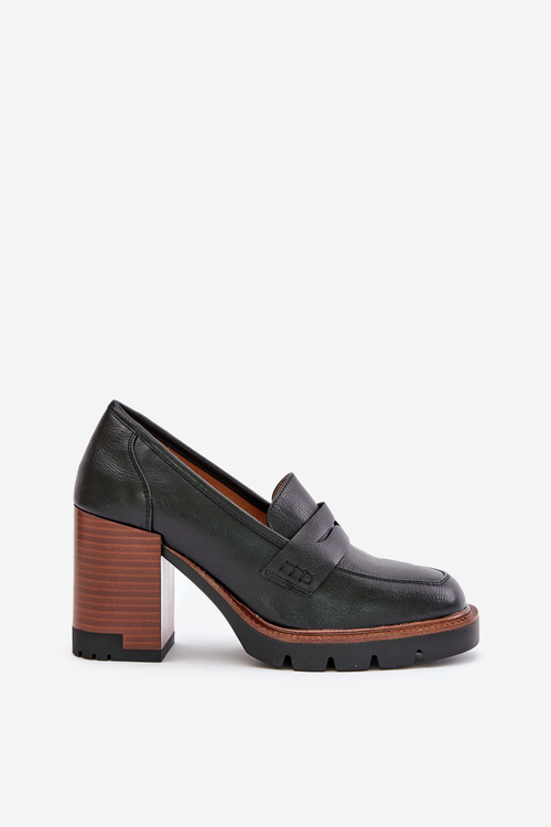 Dámské polobotky na podpatku s platformou z ekologického semiše černé Vinceza 58105