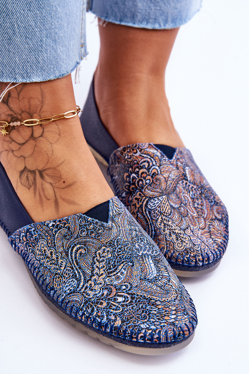 Dámské Kožené Baleríny Maciejka 01930-103 Námořnická modrá