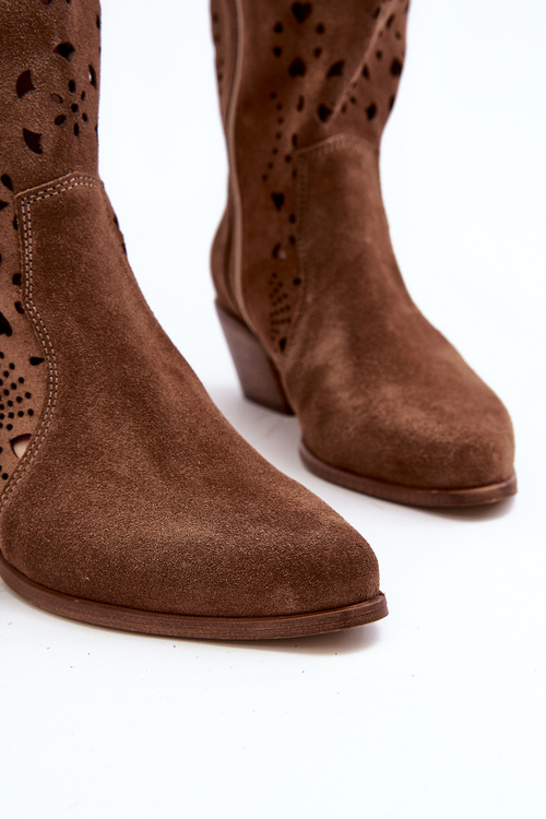 Zazoo 3396 Semišové Vystrihnuté Poltopánky Hnedé