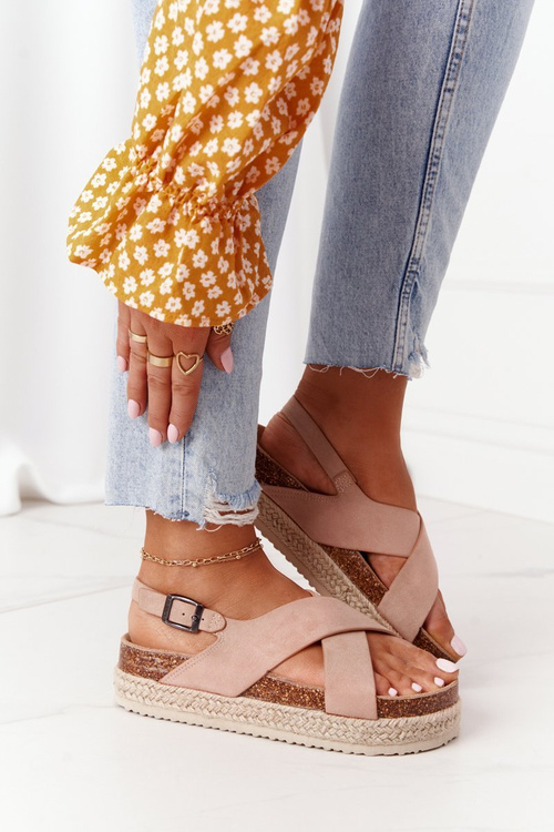 Sandále na platforme Cork Big Star FF274A130 Beige