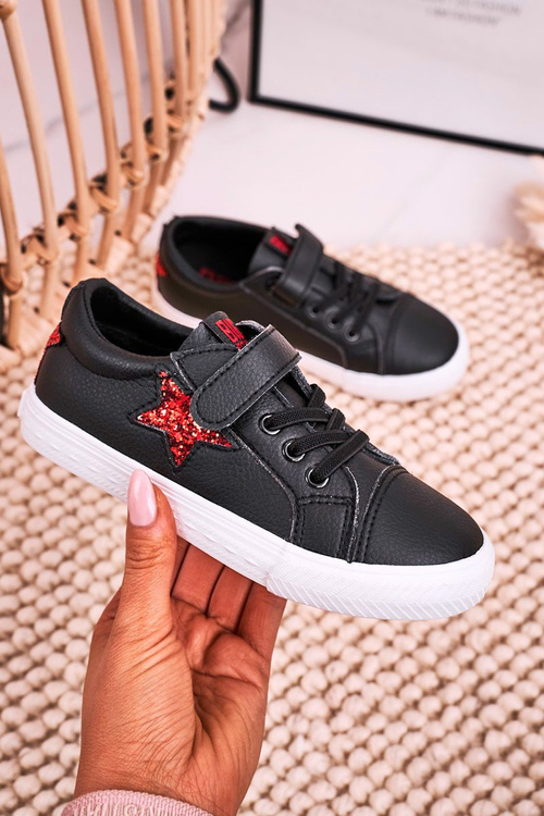 Dětské Kožené Tenisky S Hvězdou BIG STAR DD374105 Černé
