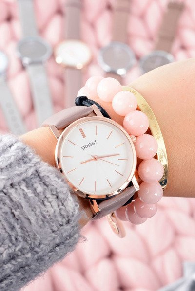 Kožené hnedé dámske analógové hodinky Ernest