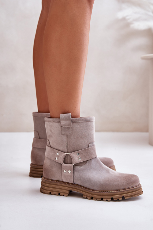 Dámské Semišové Boty Na Plochém Podpatku 3610 Lewski Cappucino