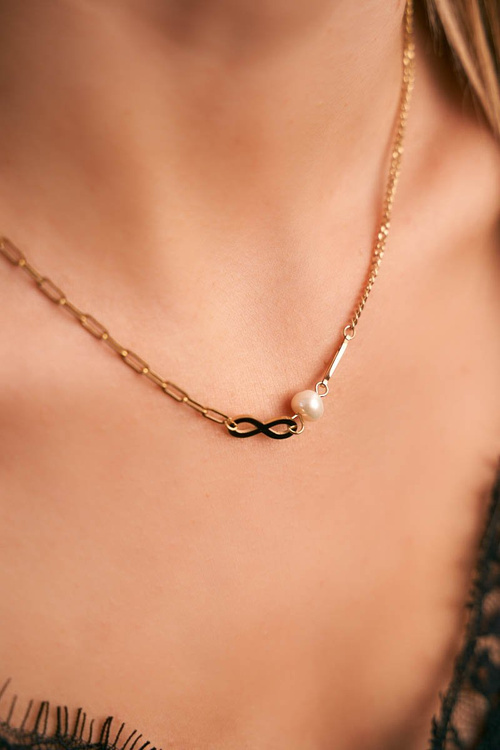 Dámský Zlatý Náhrdelník Perla Znamení Nekonečna Constance