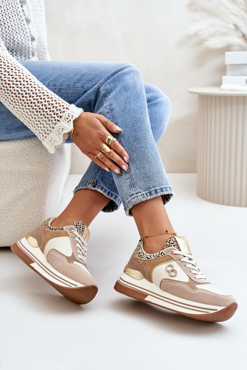 Béžové Dámske Tenisky Na Platforme Debizia