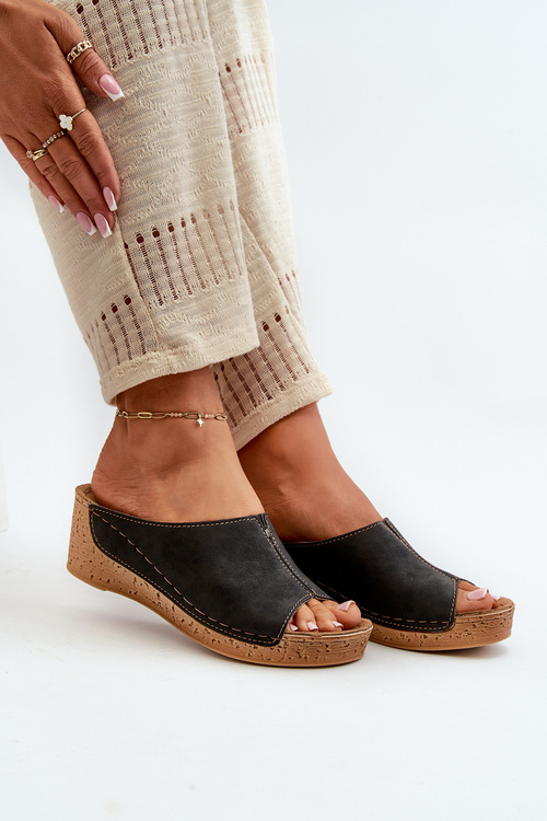 Pohodlné Dámské Sandály Na Klínku Inblu NG000002 Černé