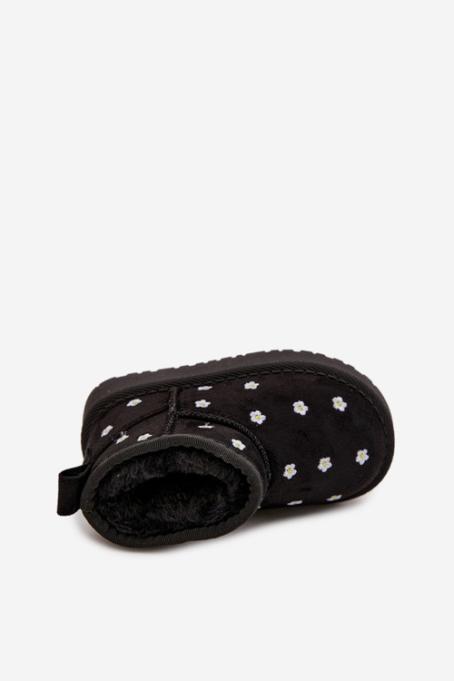 Dětské sněhule s květinami černé Gracina