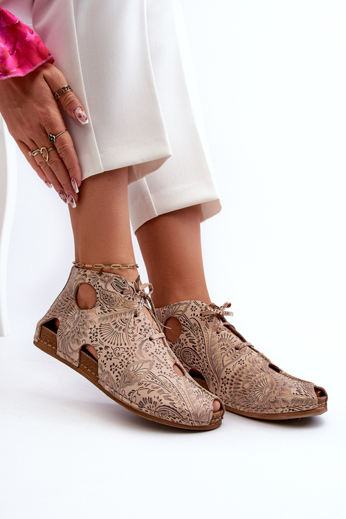 Vzorované Kožené Topánky Maciejka 03426-02 Bežové