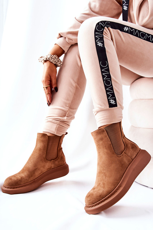 Suede topánky na topánkach Jodhpur na platforme Marissa Beige