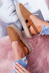 Dámske semišové espadrilly na platforme Camel Parteno Platform