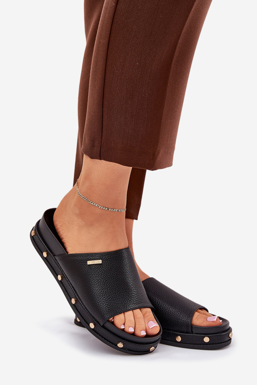 Dámské Sandály Na Platformě S Hřebíky Big Star RR274214 Černé