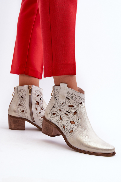 Kožené Zlatisto Opotrené Kozačky Lewski Shoes 3170/2