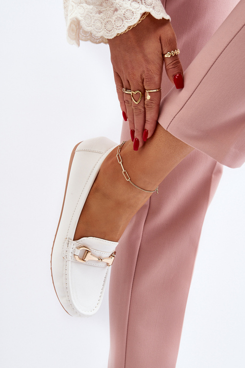 Dámské klasické mokasíny z ekologické kůže bílé Demese