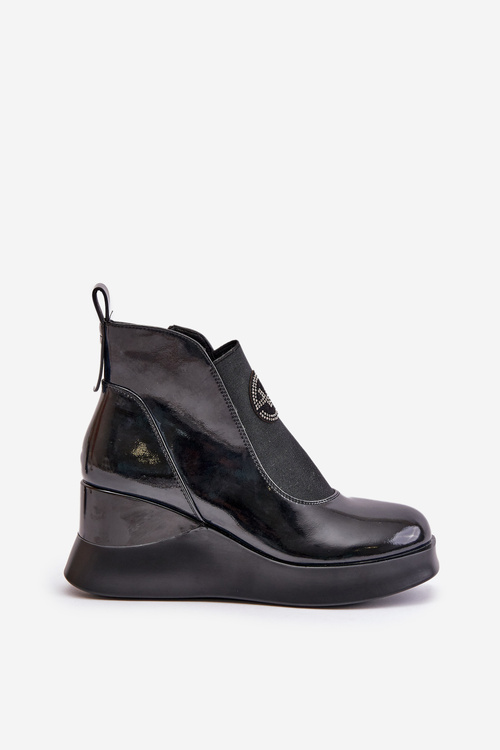 Lakované Boty Na Klíně Zateplené Černé Vinceza 66703