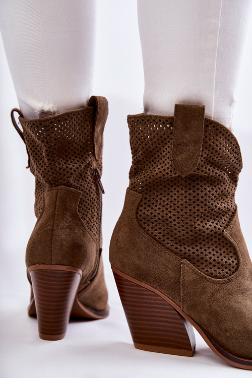 Dámske semišové topánky Khaki Eleonore Cowboy topánky