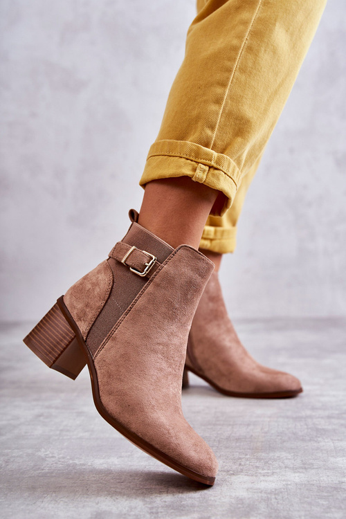 Semišové boty na sloupku Hněde Vannes