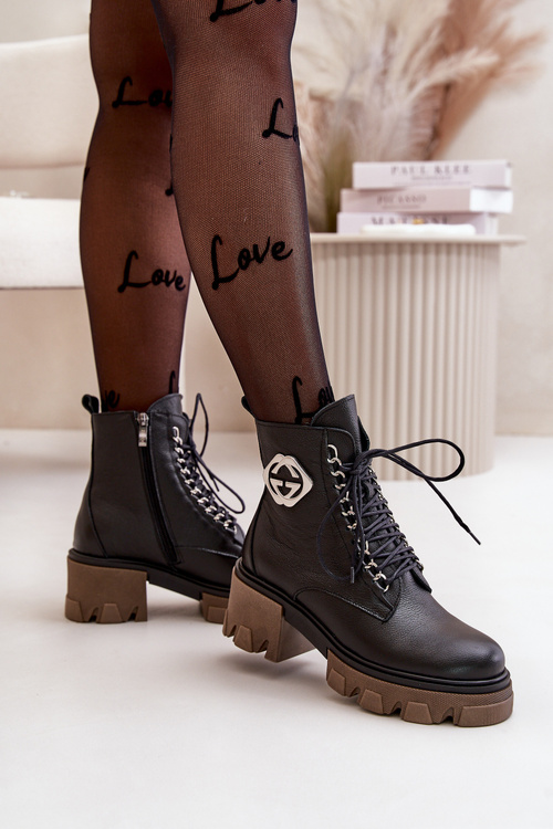 Zazoo 60376 Kožené Zateplené Boty Na Zip Černé