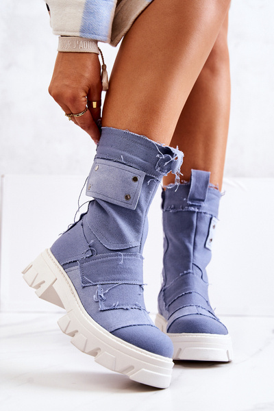 Vysoké Pracovní Boty Na Zipu Modrém Nerisa