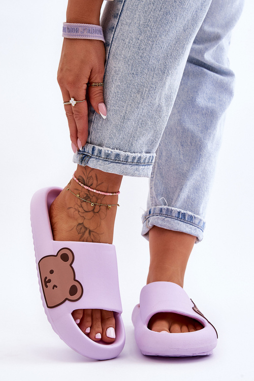 Dámské lehké pěnové pantofle Bear Motiv fialove Parisso