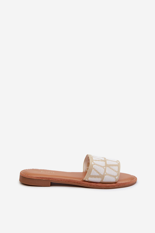 Dámske sandále na plochej podrážke béžové Traivea