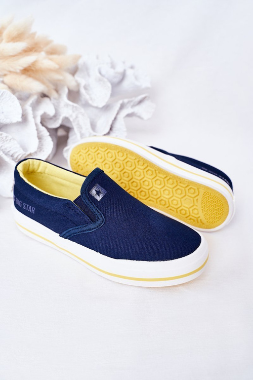 Detské sklz-on tenisky skĺznuté veľkej hviezdy HH374011 NAVY BLUE
