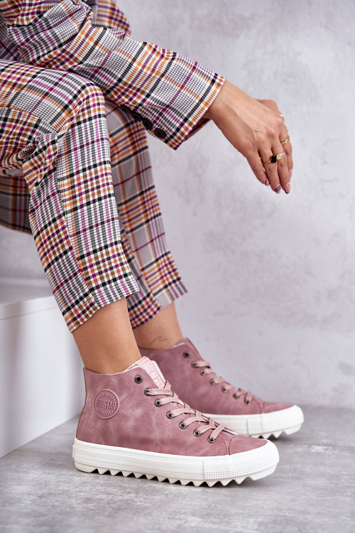 Dámske tenisky s veľkou hviezdou Vysoko izolované ružové EE274113